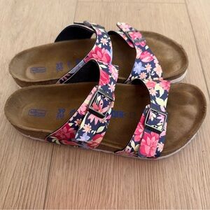 Birkenstock Sydney Supernatural Navy Flowers Sandals Size 39/8.5